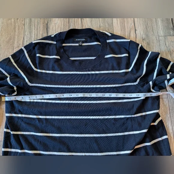 41 HAWTHORN Aubree Striped Crew Neck Sweater Navy and White Plus Size 2X - Picture 10 of 11